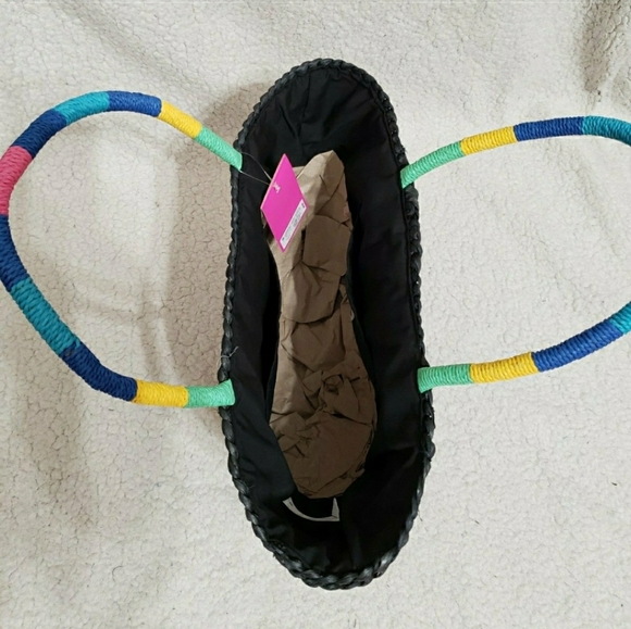 Tabitha Brown x Target Abstract Lemon Print Woven Straw Tote - NWT Black - Picture 4 of 9